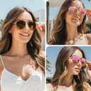 TJUTR Polarized Tangle Free Aviator Sunglasses for Women & Men, UV400 Protection Trendy Shades, No-Snag Metal Frame Glasses