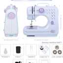 Portable Sewing Machine for Beginners, Mini Electric Sewing Machine with 12 Stitches 2 Speeds Foot Pedal, Dual Power Small Handheld Sewing Machine for Home Travel Easy to Use Purple Maquina de Coser