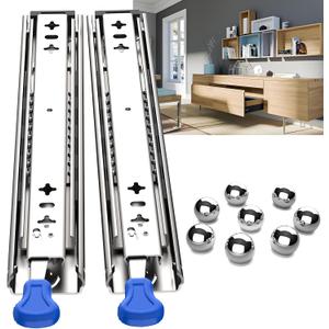 1 Pair Heavy Duty Drawer Slides Full Extension Side Mount 20 22 30 32 34 36 38 40 Inch Metal Rails Track Guide Glides Runners 260lbs (with Lock, 16 inch)