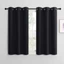 NICETOWN Halloween Bathroom Blackout Curtains and Drapes, Black Solid Thermal Insulated Grommet Blackout Drapery Panels for Window (2 Panels, 42 inches Wide by 6 inches Long, Black)