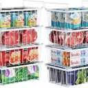 iSPECLE Deep Freezer Organizer, 8 Pack Wire Baskets for 5 Cu.Ft Chest Freezer & Upright Freezers (Over 8.5 Cu.Ft), 14" x 9.4" Stackable Heavy Duty Storage Bins Easy Access to Sort Meat, White