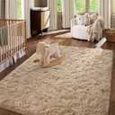 Bedroom Rugs Fluffy Neutral 4x6 Beige Area Rug, Modern Plush Non-Slip Soft Living Room Shag Carpet for Book Room Office,Coffee Stain Resistant