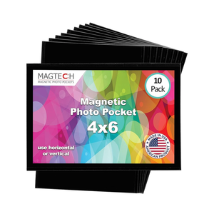 Magtech Magnetic Photo Pocket Picture Frame, Black, Holds 4x6 Inch Photos, 10 Pack, Made in the USA (10046)