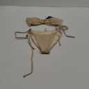 ZAFUL Metal Ring Bandeau Bikini Set Tie Side Bathing Suit High Cut 2 Piece Swimsuit Cutout Swimwear (X-Small, Beige)
