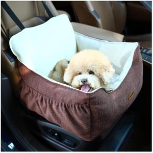 Dog Car Seat for Small Dogs Under 25Lbs, Portable Comfy Safe Puppy Car Seat Travel Bed with Storage Pockets, Fully Detachable Washable Dog Booster Carseats for Front & Back Seats, Brown (Medium)