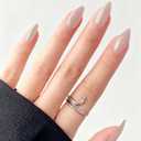 6 x GLAMERMAID Chrome Press On Nails Medium Almond, White Handmade Metal Fake Nails Stiletto, Glitter Glazed Donut False Nail Short Oval, Glossy Natural Reusable Acrylic Stick Glue on Nails Kit for Women