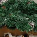 Christmas 4-Piece Set Wreaths and Wreaths Battery Box Powered LED Lights, Set of 2 Entrance Trees, White Lights, Green