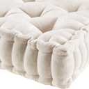 Intelligent Design Azza Floor Pillow, Large Cushions Sitting for Adults, Floor Pillow for Meditation or Yoga, Lustrous Chenille Tufted with Scalloped Edges for Bench/Chair Cushion, 20"x20"x5" Ivory