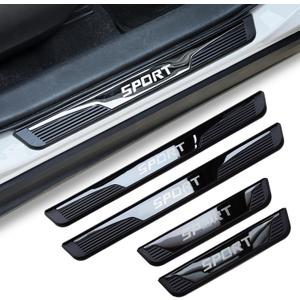 4Pcs Stainless Steel Car Door Sill Protectors Door Threshold Protector Front and Rear Door Car Pedal Kick Protection Door Sill Scuff Plate Car Trim Sport(Door Width 1.97" Black)