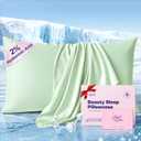Instant Chill Cooling Pillowcase for Hot Sleepers, 2% HA Infused Pillowcase Hydrates Skin & Hair, Reduces Wrinkles & Frizz, Softer Than Silk Pillow Cases, Pillow Covers Standard (Grass Green, 1 Pack)