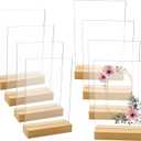 8 Pack 5 x 7 Inch Blank Clear Acrylic Table Displays with Wooden Stands - Ideal for DIY Name Cards, Menu Numbers, and Event Party Decorations（SINGLE LAYER）
