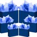 qiqee 10PCS Nordic Blue Gift Bags with Ribbon Handles Mulit Assorted Sizes Gift Wide Bags (2pcs Large 13", 4pcs Medium 9.6", 4pcs Small 6.3"22pcs Tissue Paper)