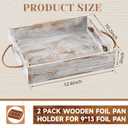 Wonderjune 2 Pack Wooden Aluminum Foil Pan Holder for 9 x 13 Disposable Baking Tin Wooden Serving Tray for Foil Pans Food Dessert Cake Containers Party Wedding Supplies (Retro White)