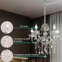 2PCS Plug-in 5 Light Crystal Hanging Pendant Lights Acrylic Chandelier with Clear Cord & On/ Off Switch H19 D19.7 for Kitchen Island Girls' Room Dining Area Laundry Pavilion