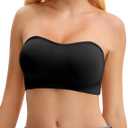 Strapless Bras for Women, Wireless Push Up Non-Slip Bandeau Bra, Padded Tube Top Everyday Bralette, 3-Pack, Size M