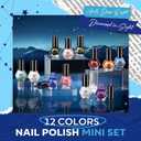 modelones Nail Polish Set, 12 Colors Winter Sparkle Dark Green Red Glitter Silver Champagne Burgundy Gold Nail Polish Set Quick DIY Finger Nail Polish Manicure DIY Nail Art Salon Home Gift (A2-Mermaid Legend)