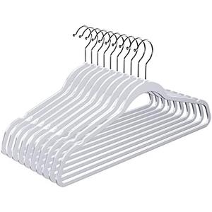 MOERKADA 50 Pack Ultra-Thin Plastic Clothes Hangers (17.7 Inch) - Space-Saving Slim Hangers with Non-Slip Grooves for Wardrobe, Closet & Dorm Organization (Grey)