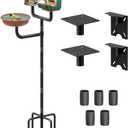 3 Holders Upgrade Bird House Pole with 90inch for Outdoor Bird Feeder Bath, Heavy Duty Adjustable Birdhouse Stand with 4 Plates & 5 Prong Base for Garden, Yard(NO Birdhouse & Birdbath)