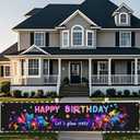 2 x Nuxovilar Neon Glow Happy Birthday Banner with Floral & Star Design, 78.7"x17.7" Bold Colorful Party Decorations Backdrop for Indoor Outdoor Celebrations, Parties & Events (UJ00652)