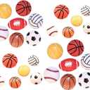 26Pack Assorted Sport Ball Slime Charms No Clips Basketball Football Tennis Baseball Volleyball Resin Flatback Beads for Fairy Garden Accessories Scrapbooking Phone Case DIY