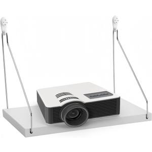 Projector Shelf for Wall No Drilling, 12" x 8" Wall Mount Shelf for Projector, Xbox, PS5, DVD Player (White)