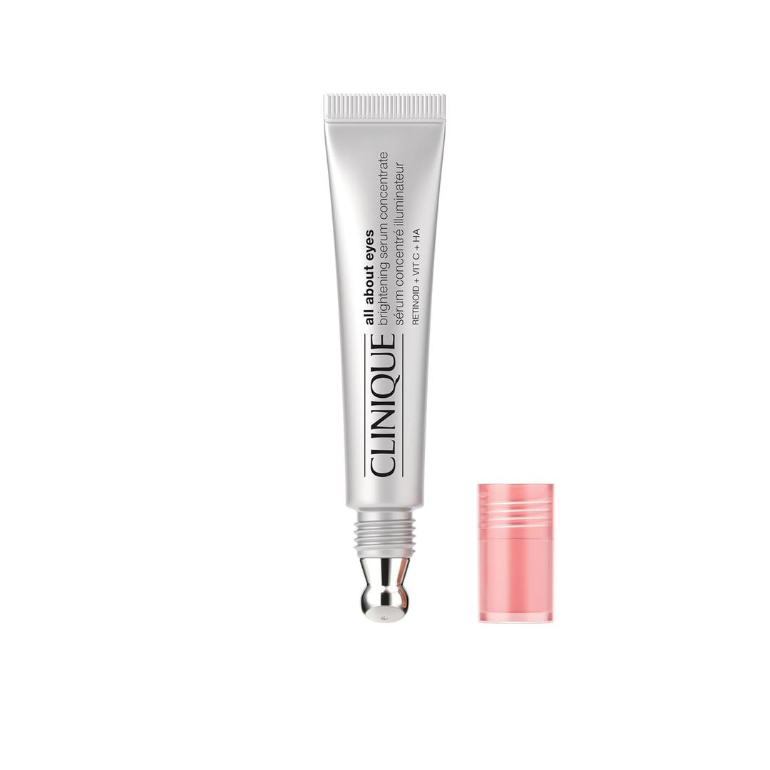 Clinique All About Eyes Brightening Serum Concentrate With Vitamin C, Hyaluronic Acid + Retinol | Hydrating + Reduces Dark Circles, 0.34 Fl Oz