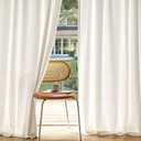 MIULEE Non-See-Through Privacy Linen Curtains 2 Panels, Light Filtering Window Curtains Farmhouse Textured Back Tab Semi Sheer Drapes for Bedroom Living Room, 52 x 80 Inches Long, Natural White