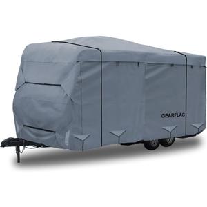 GEARFLAG Travel Trailer Cover Camper Cover Multi-Layers with Reinforced Windproof Side-Straps Anti-UV Water-Resistance Heavy Duty for Motorhome (Fits 15' - 17') - Ideal for rv & Trailer Covers