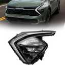 LED Headlight Assembly Compatible with 2023 2024 Kia Sportage with Bulbs(Driver Left Side)