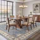 EIEIHOUSE Washable Area Rugs for Living Room -9x12 Neutral Vintage Distressed Floral Farmhouse Boho Large Soft Floor Rug Indoor Non Slip Carpet for Living Room Bedroom Dining Room Office - Blue