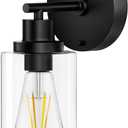 BUTHY Black Wall Sconce Light: Modern Wall Sconces Indoor, LED Wall Light Fixtures with E26 Base and Clear Glass Shade, Sconces Wall Lighting for Hallway, Bedroom, Living Room, and Mirror (1 Pack)