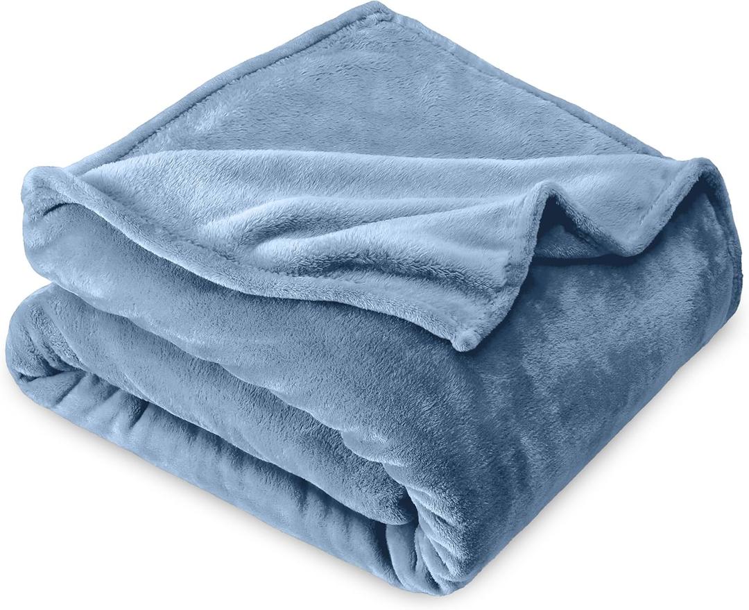 Bare Home Fleece Blanket - Full/Queen - Coronet Blue - Lightweight Throw for Bed, Sofa, Couch, Movie Night, Camping, and Travel - Microplush - Cabin Blanket (Full/Queen, Coronet Blue)