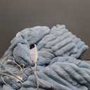 NEWCOSPLAY Super Soft Throw Blanket Blue Premium Silky Flannel Fleece 3D Ribbed Jacquard Lightweight Bed Blanket All Season Use (Blue Ribbed, Throw(50"x60"))