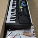 Electric Keyboard Piano 61 Keys - Portable Digital Musical Karaoke Piano Keyboard -10 Rhythms 16 Tones, Stereo Speakers, Rechargeable Battery - Wired Microphone - Beginners Kids Adult - Pyle PKBRD6112