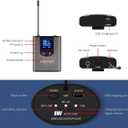 Hotec Wireless System with Dual Headset Microphones/Lavalier Lapel Mics and Bodypack Transmitters and One Mini Rechargeable Receiver 1/4" Output, for Live Performances