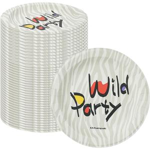 50 Pack Disposable Paper Plates, 8.86 Inch Heavy Duty Disposable Plates Party Plate Microwavable Plates Decorative Plates For Everyday Breakfast, Lunch & Dinner Meals (Zebra Stripe)
