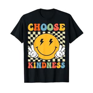 Choose Kindness Retro Groovy Be Kind Inspirational Kids T-Shirt, Blue, S