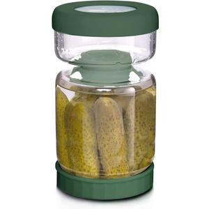 Glass Pickle Jar,34oz Olive Hourglass Jar with Strainer,Airtight Glass Jar Pickle Juice Separator Jar Pickle Flip Jar for Gherkin Jalapeno