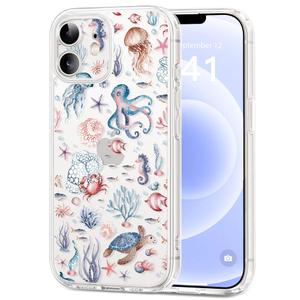 Dibrell for iPhone 15 Plus Case, [Full Camera Protection] [Not Yellowing] [Military-Grade Drop Protection] Cute Clear Slim Shockproof Protective Phone Cover for Women Girls 6.7", Sea Turtles/Blue