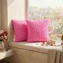 FUTEI Hot Pink Decorative Throw Pillow Covers 18x18 Inch Set of 2,Soft Solid Rose Swirl Textured Cushion Case,Valentine's Day Decor for Couch Living Room