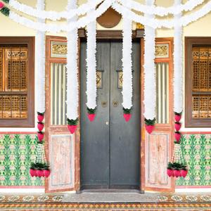 8 Pc 348 Inch Total Diwali Decorations Artificial Jasmine Garlands Toran with Lotus Buds Traditional Indian Hanging Decoration for Pooja Diwali Wedding Housewarming(Simple)