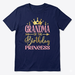 Grandma of The Birthday for Girl 1st Birthday Princess T-Shirt (Small, Purple)