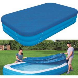 Rectangle Pool Cover,Pool Cover for Inflatable Pool,Rectangular Inflatable Swimming Pool Cover, 10ft X 6ft Dustproof Rainproof Waterproof Square Swimming Pool Cover,Family Pool Cover (Blue)