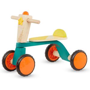B. toys Smooth Rider Ride On Wooden Toddler Bike Balance Toys for Toddlers Push & Ride Bike Four Wheels 18+ Months, Large, Multicolor
