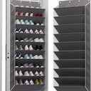 10-Tier Large Size Over The Door Shoe Organizer, Holds 30 Pairs Hanging Shoe Rack with Deep Pockets for Closet, Space-Saving Storage for Sneakers, Boots (Grey)