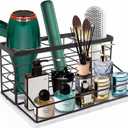 Hair Tool Organizer, Movable Hair Dryer Holder, Hair Styling Tools Storage for Vanity, Bath Counter Organizer, Bathroom Trays for Hair Toiletry, Makeup (12" x 7.7" x 5.8", Marble-Black)