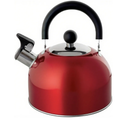 Lily's Home 2 Quart Stainless Steel Whistling Tea Kettle, the Perfect Stovetop Tea and Water Boilers for Your Home, Dorm, Condo or Apartment. Red