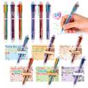 24 Pcs Valentine’s Day 6-In-1 Multicolor Retractable Ballpoint Pens Bulk with Cards Party Favors School Office Gifts Exchange Classroom Rewards Goodie Bags for Kids Students Teachers Teens Adults