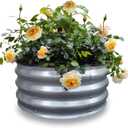 GARDMAX 2x2x1FT Galvanized Round Raised Garden Bed Kit, Metal Planter Boxes Outdoor with Easy Assembly, Large Garden Bed for Vegetables, Fruits, Flower, Herbs Silver