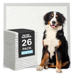 Pet Life Unlimited Heavy Duty 3XL Puppy Pads for Dogs, Potty Training Pee Pads, 26 Count, 36" x 36", Leak-Proof, Super Absorbent, Quick-Dry, Odor Control Clover Leaf Scent, Made in USA